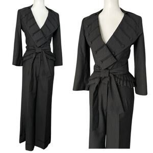 RARE L.A.M.B Womens 2 Piece Blazer Pant Suit, 2005, Pirate Style, Dark Navy